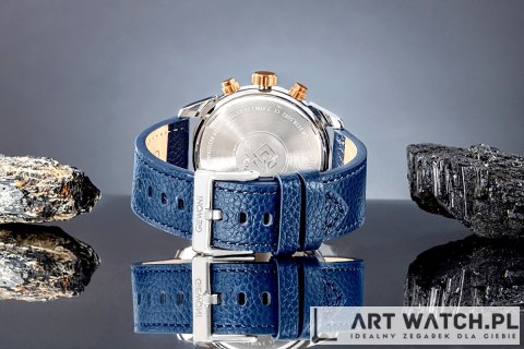Zegarek Męski Giewont Chronograph Sapphire Srebrno Niebieski GW8810-A2