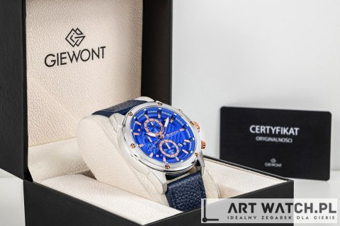 Zegarek Męski Giewont Chronograph Sapphire Srebrno Niebieski GW8810-A2