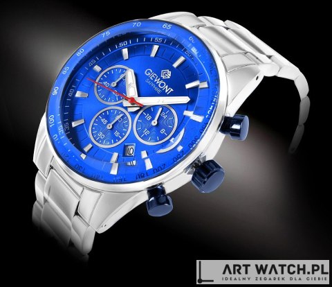 Zegarek Męski Giewont Chronograph Sapphire Srebrno Niebieski GW9140-B3