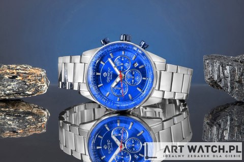 Zegarek Męski Giewont Chronograph Sapphire Srebrno Niebieski GW9140-B3