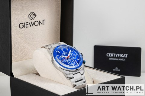 Zegarek Męski Giewont Chronograph Sapphire Srebrno Niebieski GW9140-B3