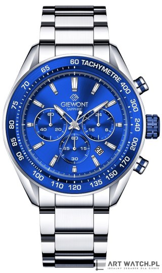 Zegarek Męski Giewont Chronograph Sapphire Srebrno Niebieski GW9580-B3