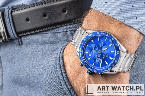 Zegarek Męski Giewont Chronograph Sapphire Srebrno Niebieski GW9580-B3