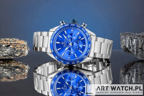 Zegarek Męski Giewont Chronograph Sapphire Srebrno Niebieski GW9580-B3