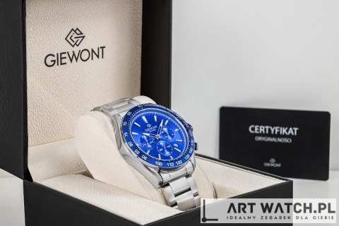 Zegarek Męski Giewont Chronograph Sapphire Srebrno Niebieski GW9580-B3
