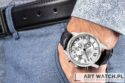 Zegarek Męski Giewont Chronograph Sapphire Srebrny GW6260-A1