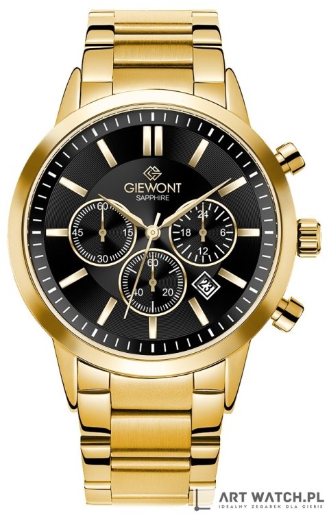 Zegarek Męski Giewont Chronograph Sapphire Złoto Czarny GW8510-B5