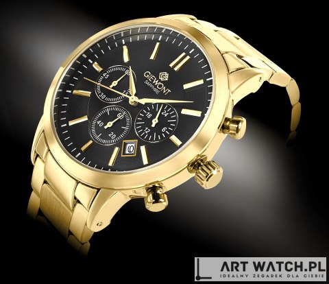 Zegarek Męski Giewont Chronograph Sapphire Złoto Czarny GW8510-B5