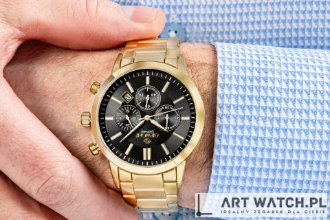 Zegarek Męski Giewont Chronograph Sapphire Złoto Czarny GW8510-B5