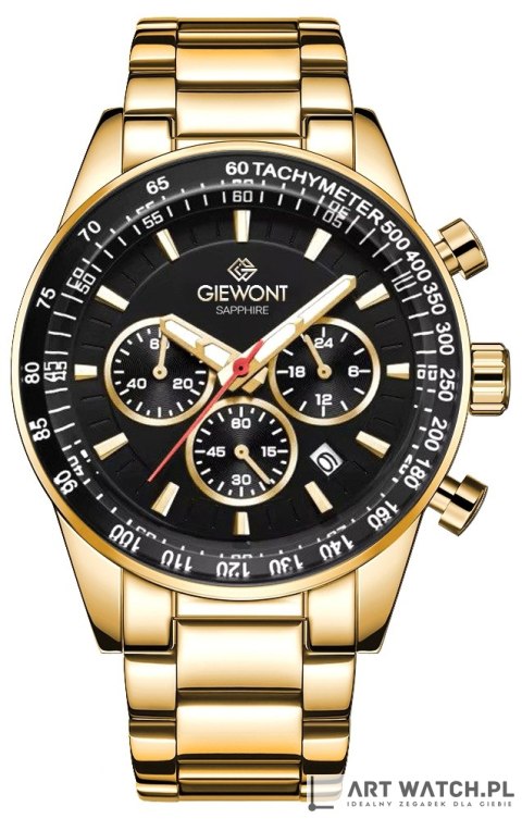 Zegarek Męski Giewont Chronograph Sapphire Złoto Czarny GW9140-B4