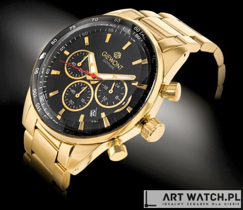 Zegarek Męski Giewont Chronograph Sapphire Złoto Czarny GW9140-B4