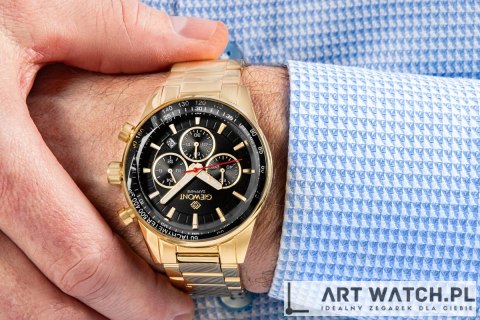 Zegarek Męski Giewont Chronograph Sapphire Złoto Czarny GW9140-B4