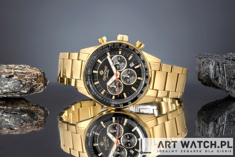 Zegarek Męski Giewont Chronograph Sapphire Złoto Czarny GW9140-B4