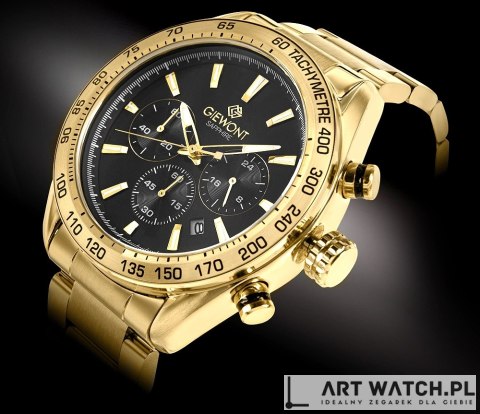 Zegarek Męski Giewont Chronograph Sapphire Złoto Czarny GW9580-B4