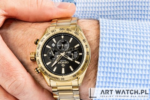 Zegarek Męski Giewont Chronograph Sapphire Złoto Czarny GW9580-B4