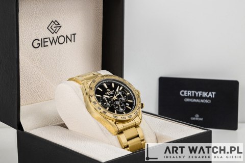 Zegarek Męski Giewont Chronograph Sapphire Złoto Czarny GW9580-B4