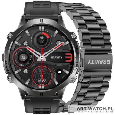 Smartwatch Gravity Czarny Pasek + Bransoleta GT42-1