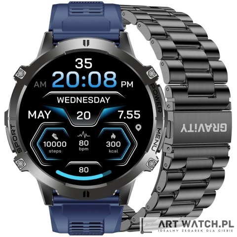 Smartwatch Gravity Czarny Pasek + Bransoleta GT42-2