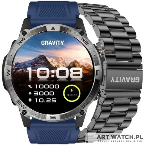 Smartwatch Gravity Czarny Pasek + Bransoleta GT46-2
