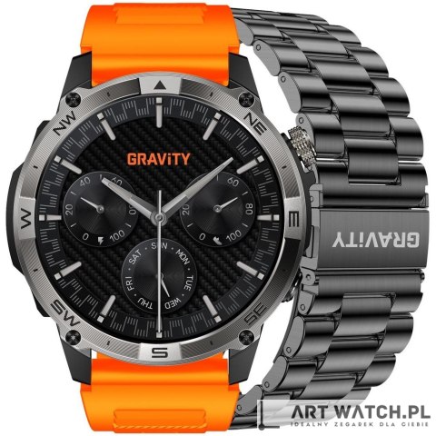 Smartwatch Gravity Czarny Pasek + Bransoleta GT46-4