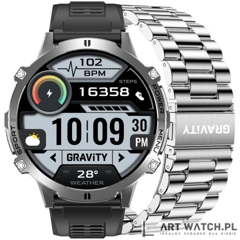 Smartwatch Gravity Grafitowy Pasek + Bransoleta GT42-3