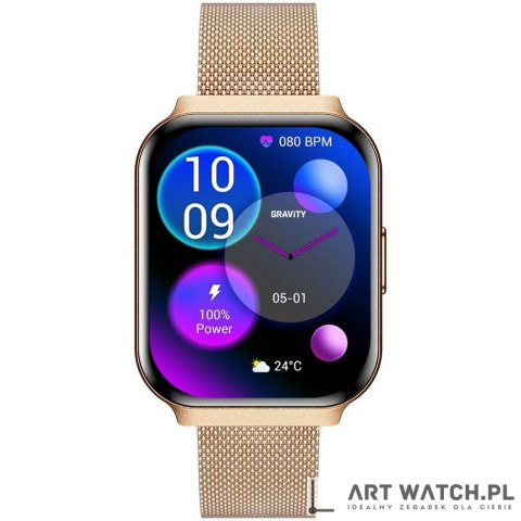 Smartwatch Gravity Różowe Złoto Pasek + Bransoleta GT44-1