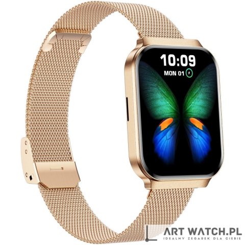Smartwatch Gravity Różowe Złoto Pasek + Bransoleta GT44-1