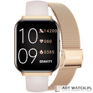 Smartwatch Gravity Różowe Złoto Pasek + Bransoleta GT44-2