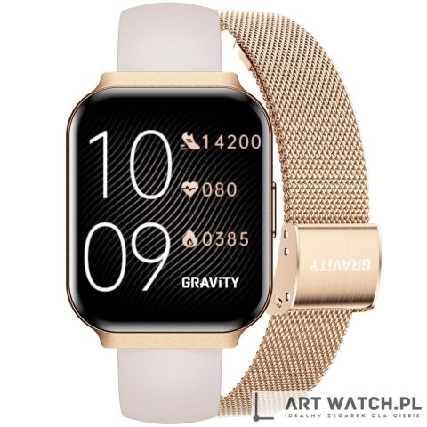 Smartwatch Gravity Różowe Złoto Pasek + Bransoleta GT44-2
