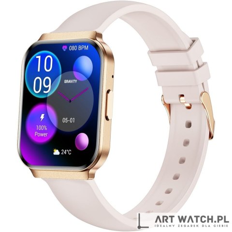 Smartwatch Gravity Różowe Złoto Pasek + Bransoleta GT44-2