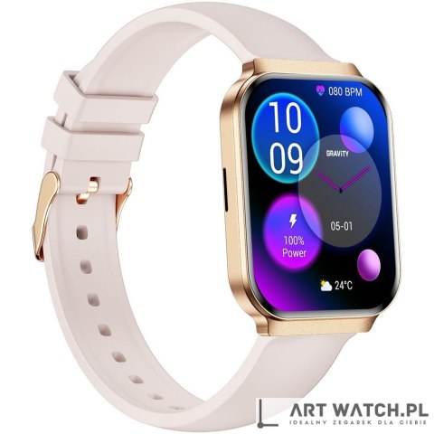 Smartwatch Gravity Różowe Złoto Pasek + Bransoleta GT44-2