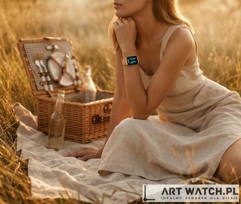 Smartwatch Gravity Różowe Złoto Pasek + Bransoleta GT44-2
