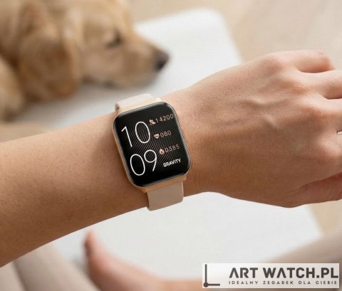 Smartwatch Gravity Różowe Złoto Pasek + Bransoleta GT44-2