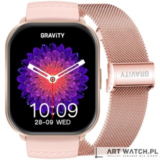 Smartwatch Gravity Różowy Pasek + Bransoleta GT43-1