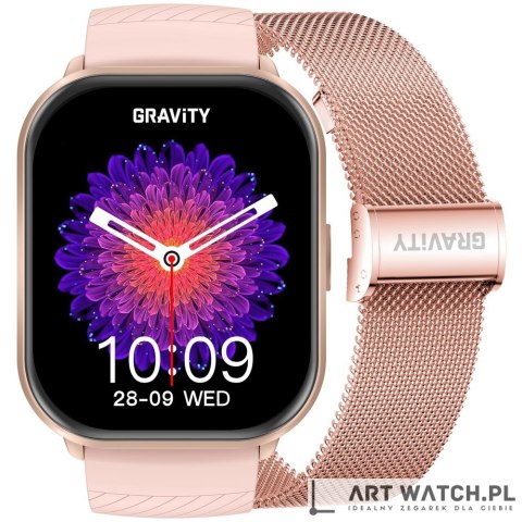 Smartwatch Gravity Różowy Pasek + Bransoleta GT43-1