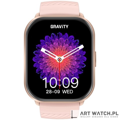 Smartwatch Gravity Różowy Pasek + Bransoleta GT43-1