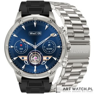 Smartwatch Gravity Srebrny Pasek + Bransoleta GT41-3