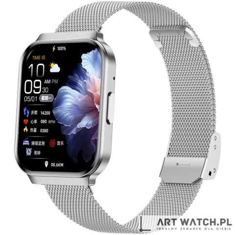 Smartwatch Gravity Srebrny Pasek + Bransoleta GT44-4