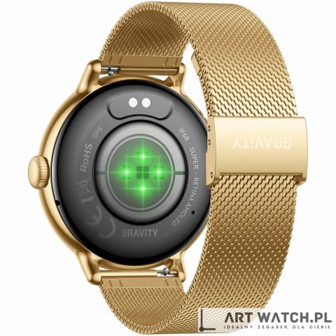 Smartwatch Gravity Złoty Bransoleta + Pasek GT33-2