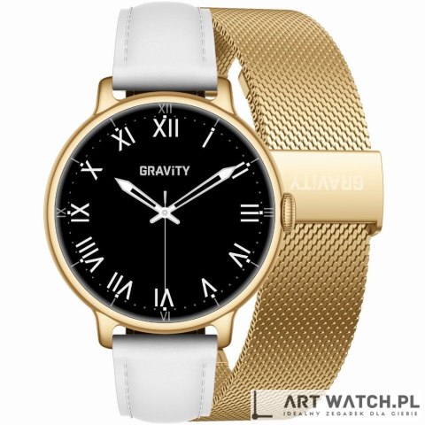 Smartwatch Gravity Złoty Bransoleta + Pasek GT33-2